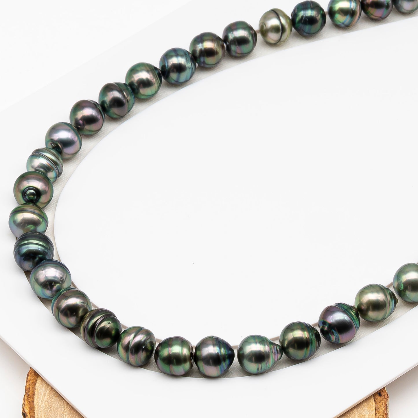 11-12mm Tahitian Pearl in Full Strand (No Hole), Natural Colors , Temporarily Strung Black Pearls for Jewelry Making, SKU # 3335TH