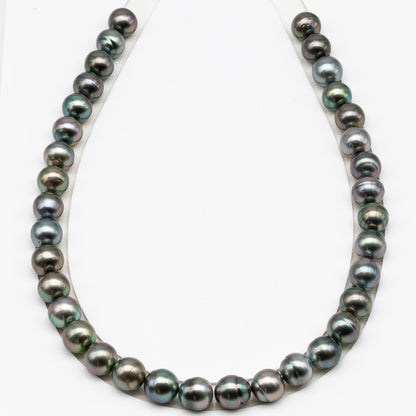 11-12mm Tahitian Pearl in Full Strand (No Hole), Natural Colors , Temporarily Strung Black Pearls for Jewelry Making, SKU # 3336TH