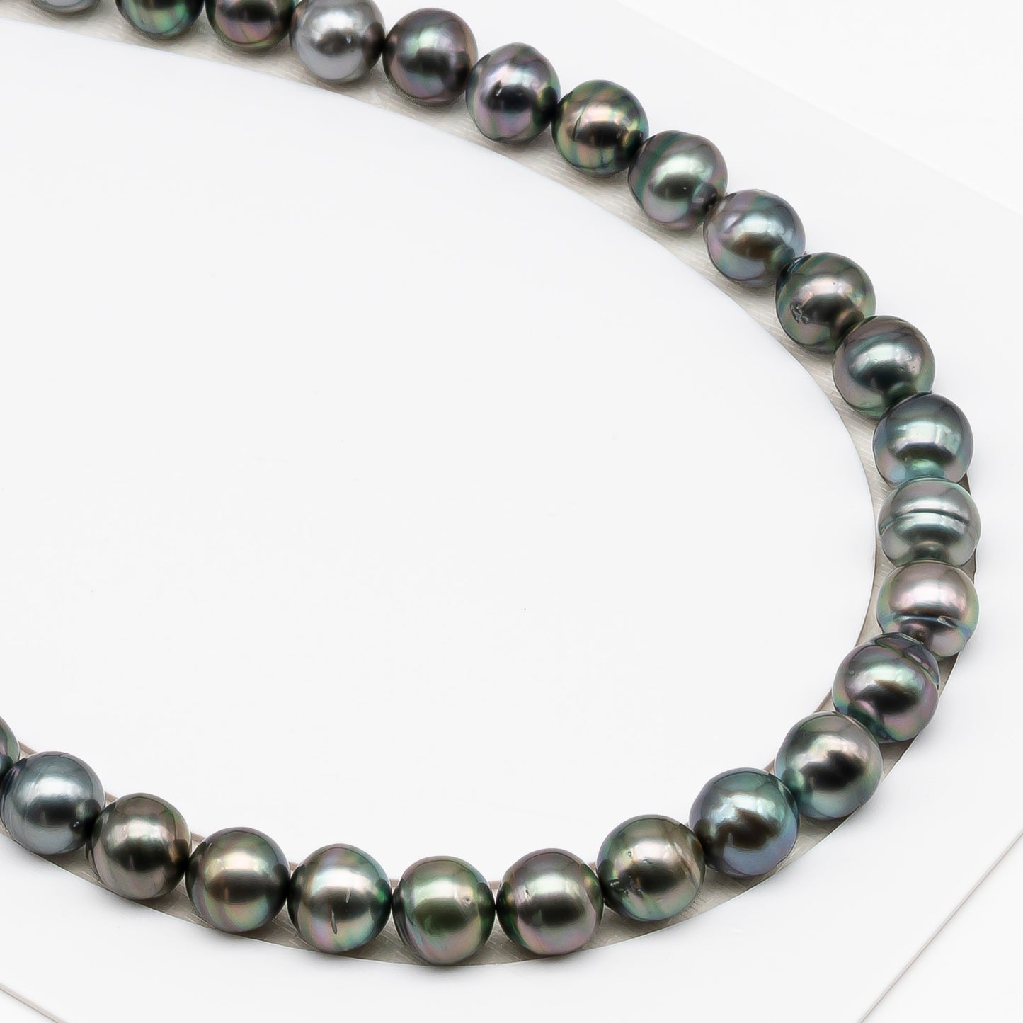 11-12mm Tahitian Pearl in Full Strand (No Hole), Natural Colors , Temporarily Strung Black Pearls for Jewelry Making, SKU # 3336TH