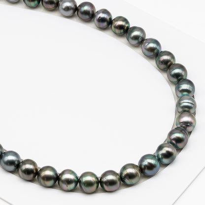11-12mm Tahitian Pearl in Full Strand (No Hole), Natural Colors , Temporarily Strung Black Pearls for Jewelry Making, SKU # 3336TH