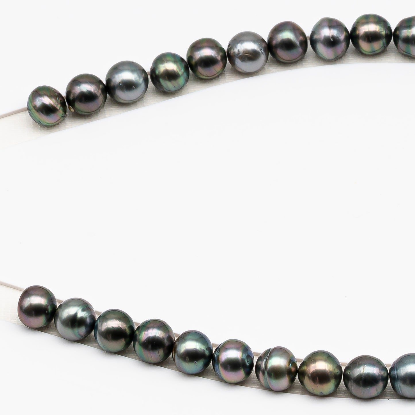 11-12mm Tahitian Pearl in Full Strand (No Hole), Natural Colors , Temporarily Strung Black Pearls for Jewelry Making, SKU # 3336TH