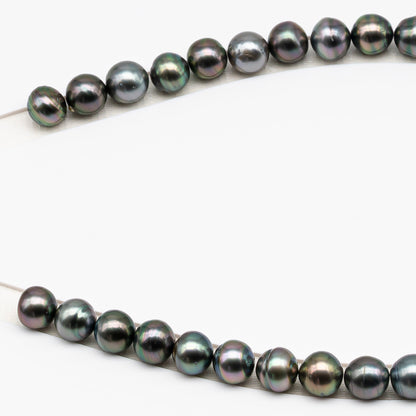 11-12mm Tahitian Pearl in Full Strand (No Hole), Natural Colors , Temporarily Strung Black Pearls for Jewelry Making, SKU # 3336TH