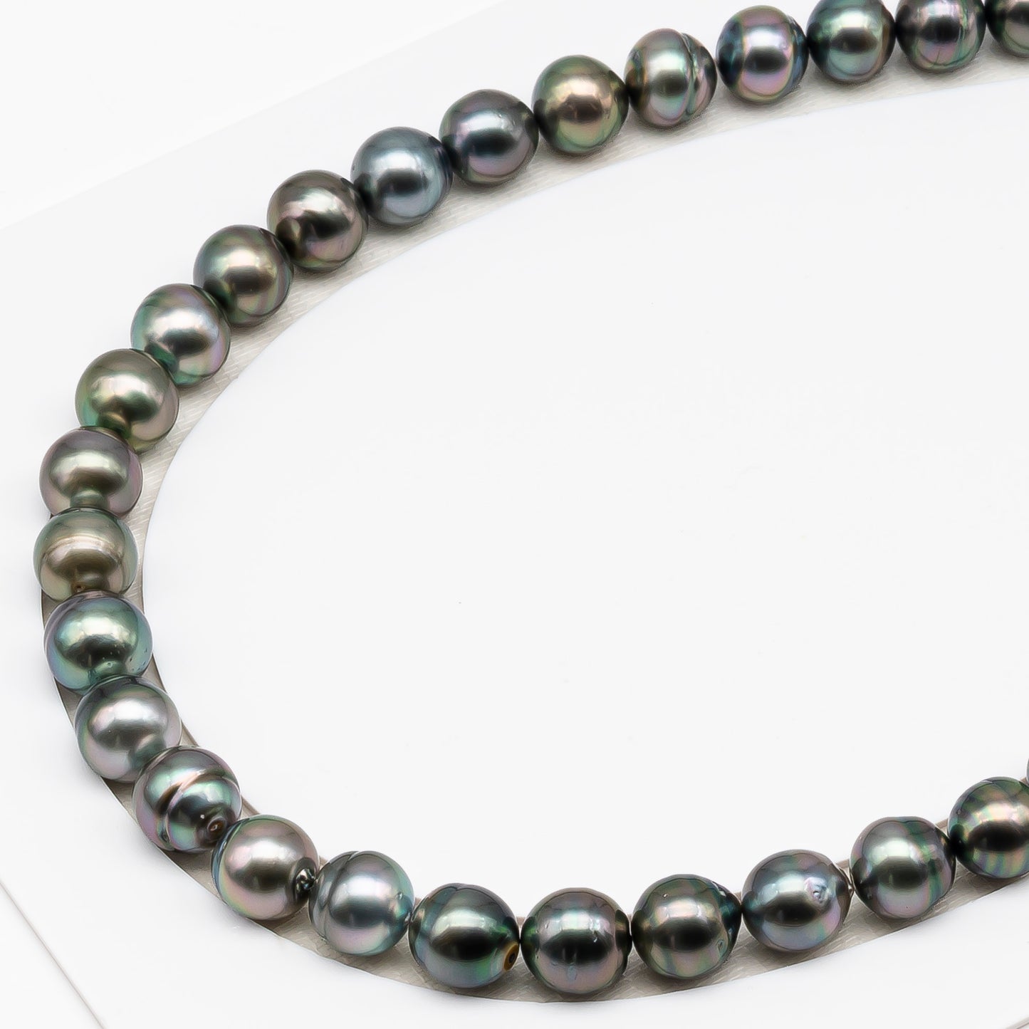 11-12mm Tahitian Pearl in Full Strand (No Hole), Natural Colors , Temporarily Strung Black Pearls for Jewelry Making, SKU # 3336TH