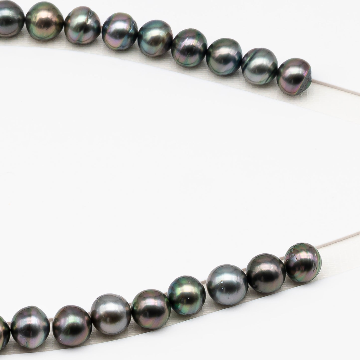 11-12mm Tahitian Pearl in Full Strand (No Hole), Natural Colors , Temporarily Strung Black Pearls for Jewelry Making, SKU # 3336TH