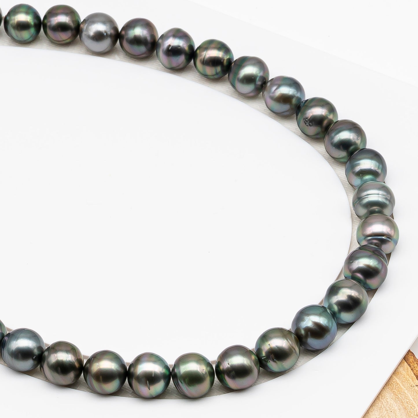 11-12mm Tahitian Pearl in Full Strand (No Hole), Natural Colors , Temporarily Strung Black Pearls for Jewelry Making, SKU # 3336TH