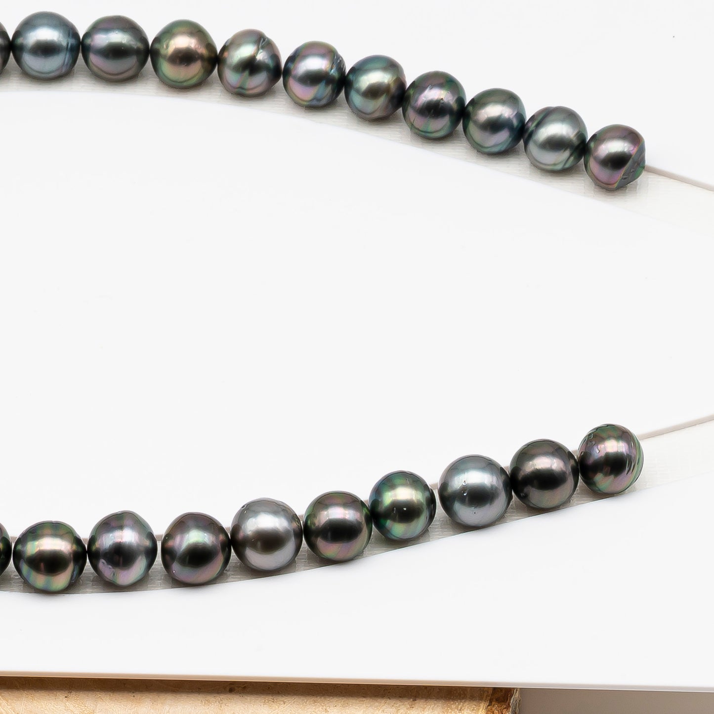 11-12mm Tahitian Pearl in Full Strand (No Hole), Natural Colors , Temporarily Strung Black Pearls for Jewelry Making, SKU # 3336TH