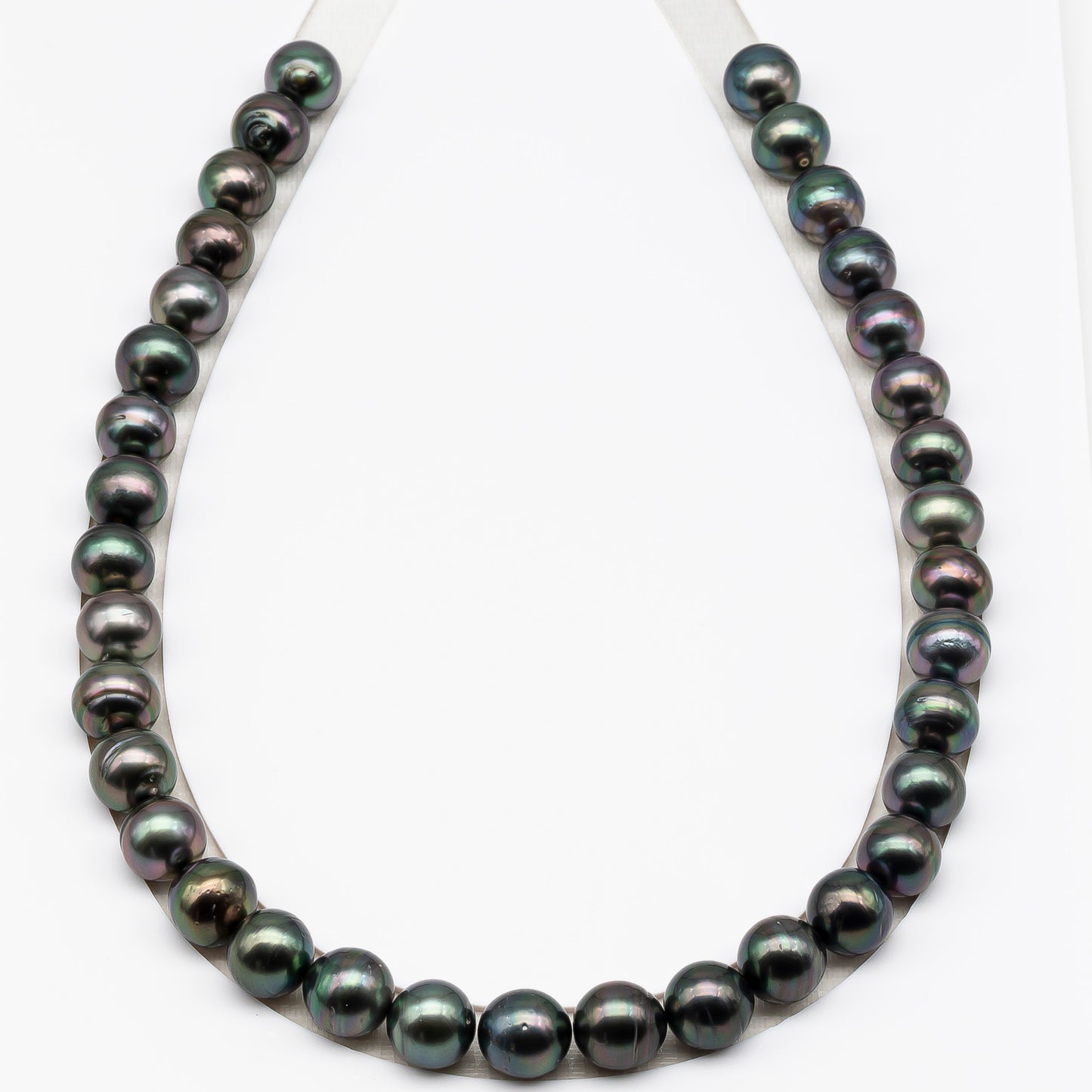 11-12mm Tahitian Pearl in Full Strand (No Hole), Natural Colors , Temporarily Strung Black Pearls for Jewelry Making, SKU # 3337TH