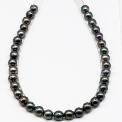 11-12mm Tahitian Pearl in Full Strand (No Hole), Natural Colors , Temporarily Strung Black Pearls for Jewelry Making, SKU # 3337TH
