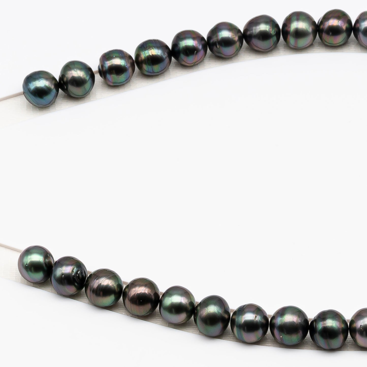11-12mm Tahitian Pearl in Full Strand (No Hole), Natural Colors , Temporarily Strung Black Pearls for Jewelry Making, SKU # 3337TH