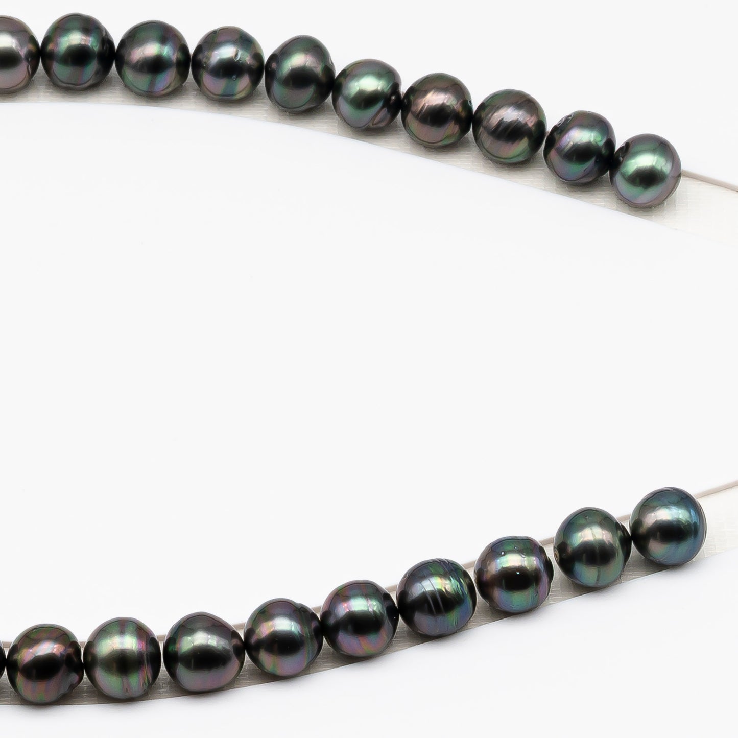 11-12mm Tahitian Pearl in Full Strand (No Hole), Natural Colors , Temporarily Strung Black Pearls for Jewelry Making, SKU # 3337TH