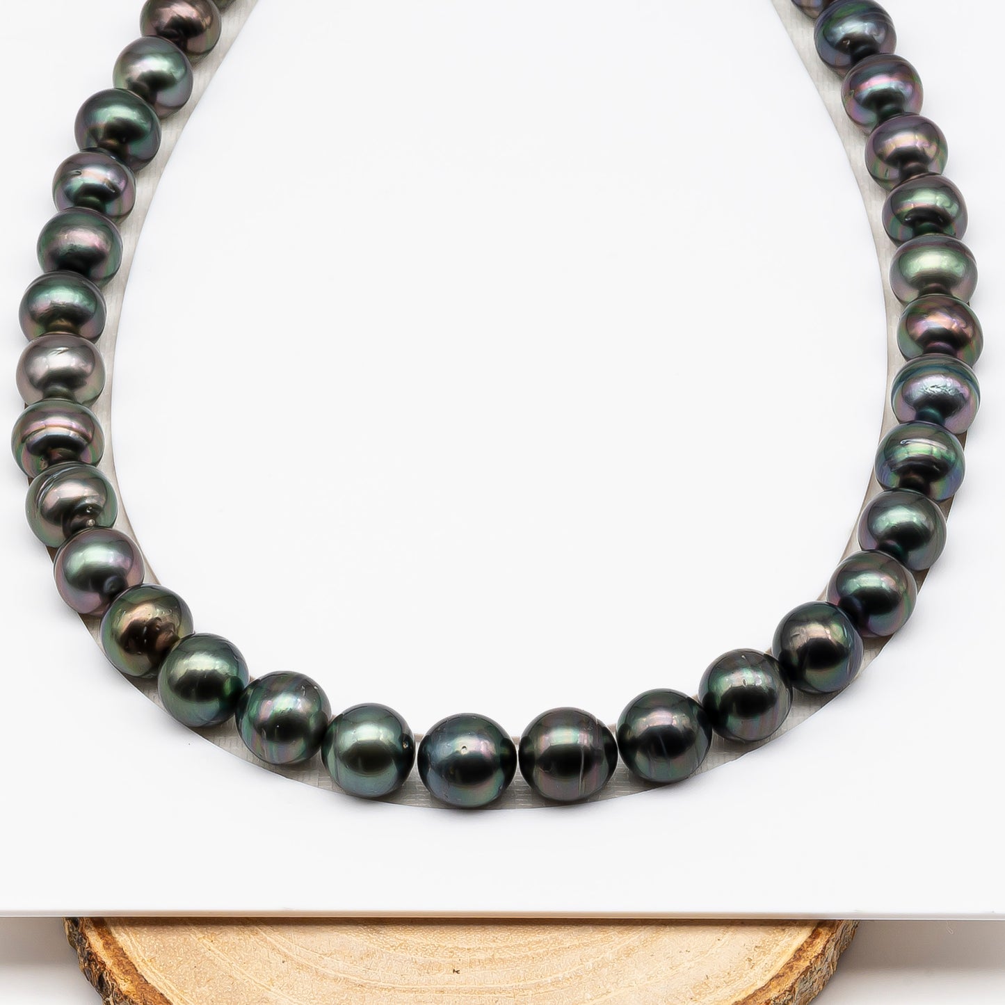 11-12mm Tahitian Pearl in Full Strand (No Hole), Natural Colors , Temporarily Strung Black Pearls for Jewelry Making, SKU # 3337TH