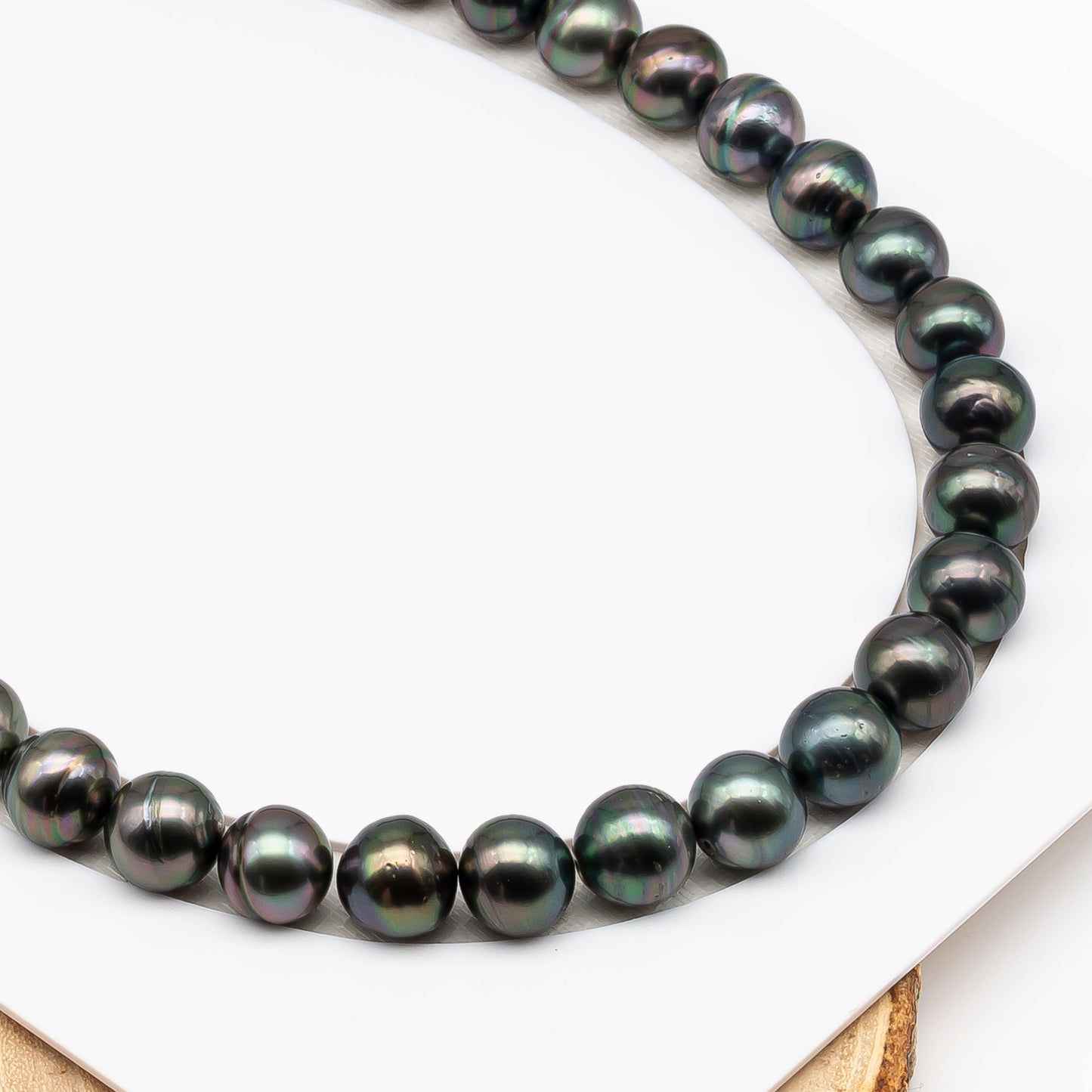 11-12mm Tahitian Pearl in Full Strand (No Hole), Natural Colors , Temporarily Strung Black Pearls for Jewelry Making, SKU # 3337TH