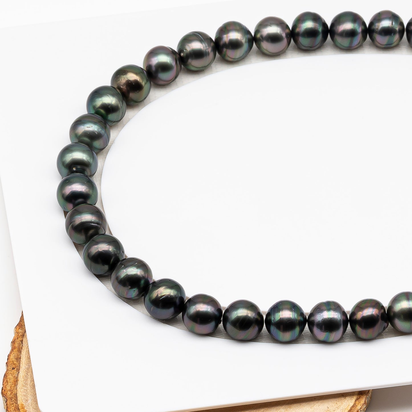 11-12mm Tahitian Pearl in Full Strand (No Hole), Natural Colors , Temporarily Strung Black Pearls for Jewelry Making, SKU # 3337TH