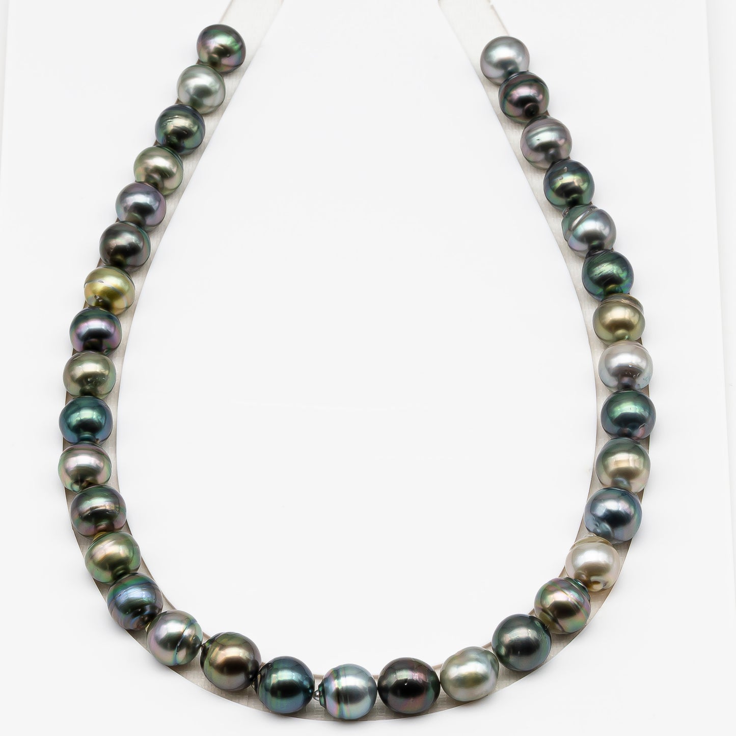 11-12mm Tahitian Pearl in Full Strand (No Hole), Natural Colors , Temporarily Strung Black Pearls for Jewelry Making, SKU # 3338TH