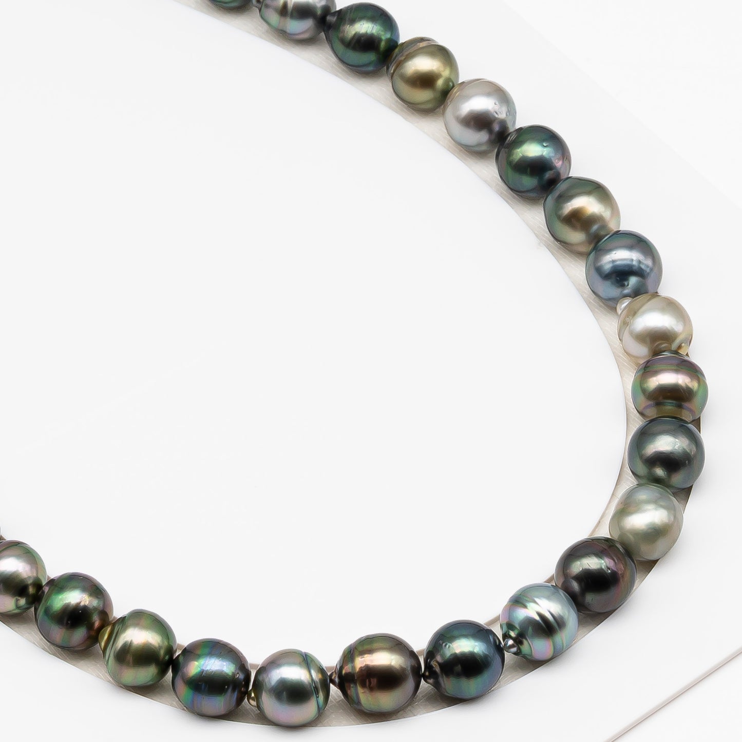 11-12mm Tahitian Pearl in Full Strand (No Hole), Natural Colors , Temporarily Strung Black Pearls for Jewelry Making, SKU # 3338TH