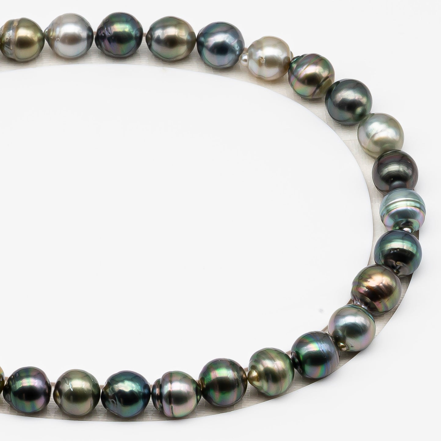 11-12mm Tahitian Pearl in Full Strand (No Hole), Natural Colors , Temporarily Strung Black Pearls for Jewelry Making, SKU # 3338TH
