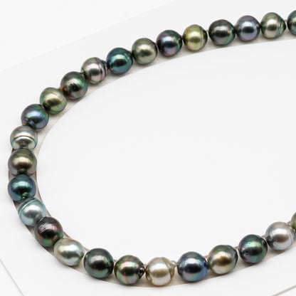 11-12mm Tahitian Pearl in Full Strand (No Hole), Natural Colors , Temporarily Strung Black Pearls for Jewelry Making, SKU # 3338TH