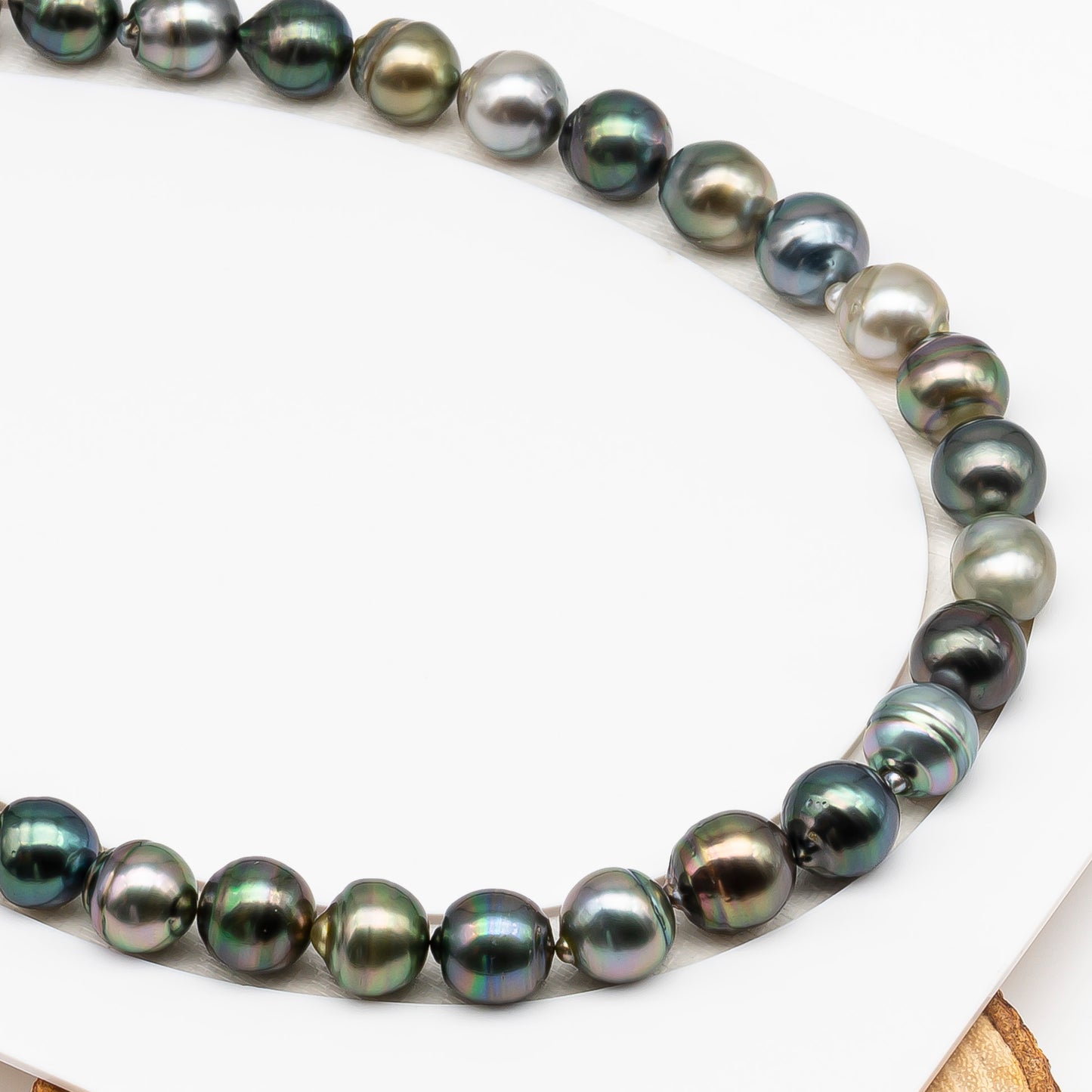 11-12mm Tahitian Pearl in Full Strand (No Hole), Natural Colors , Temporarily Strung Black Pearls for Jewelry Making, SKU # 3338TH