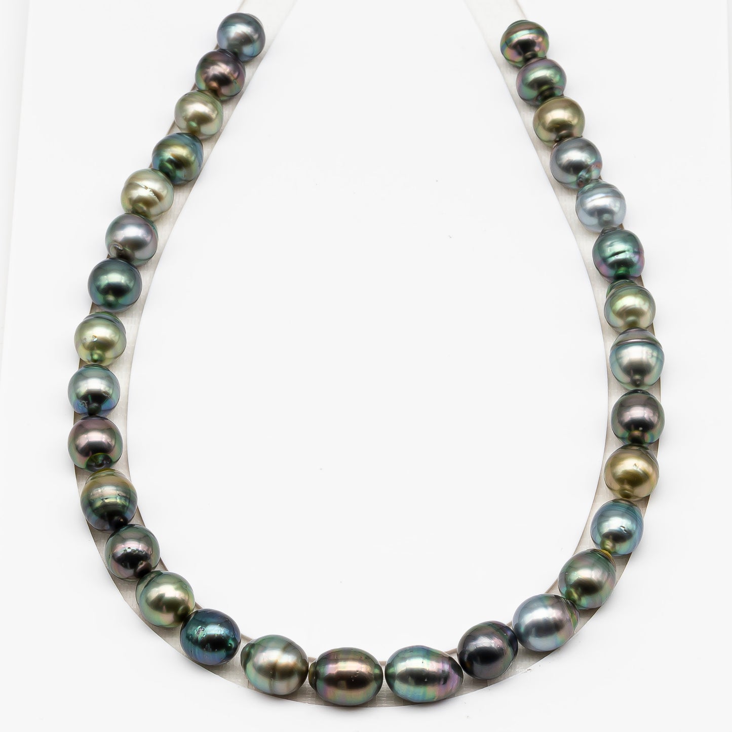11-12mm Tahitian Pearl in Full Strand (No Hole), Natural Colors , Temporarily Strung Black Pearls for Jewelry Making, SKU # 3339TH