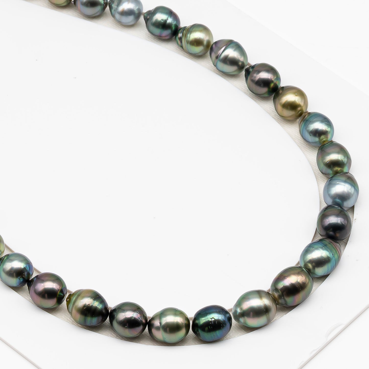 11-12mm Tahitian Pearl in Full Strand (No Hole), Natural Colors , Temporarily Strung Black Pearls for Jewelry Making, SKU # 3339TH