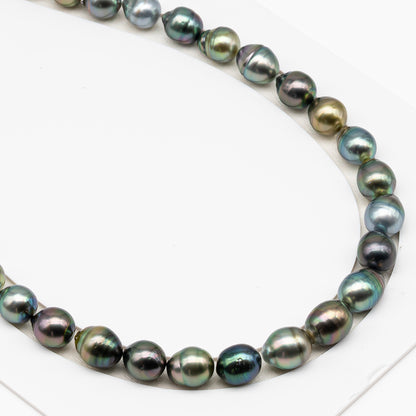 11-12mm Tahitian Pearl in Full Strand (No Hole), Natural Colors , Temporarily Strung Black Pearls for Jewelry Making, SKU # 3339TH