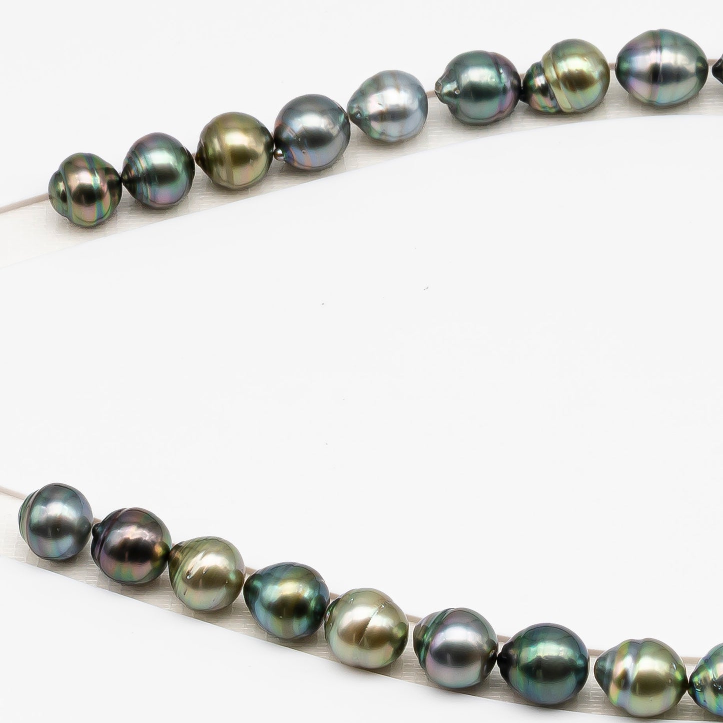 11-12mm Tahitian Pearl in Full Strand (No Hole), Natural Colors , Temporarily Strung Black Pearls for Jewelry Making, SKU # 3339TH