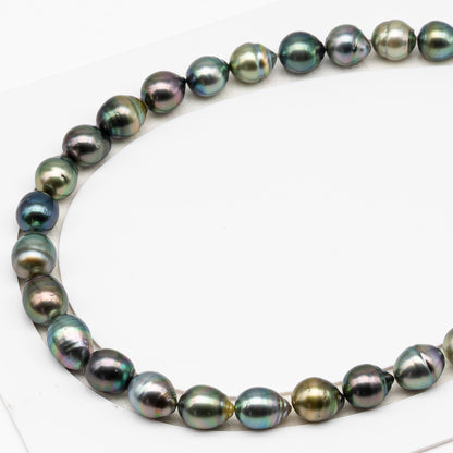 11-12mm Tahitian Pearl in Full Strand (No Hole), Natural Colors , Temporarily Strung Black Pearls for Jewelry Making, SKU # 3339TH