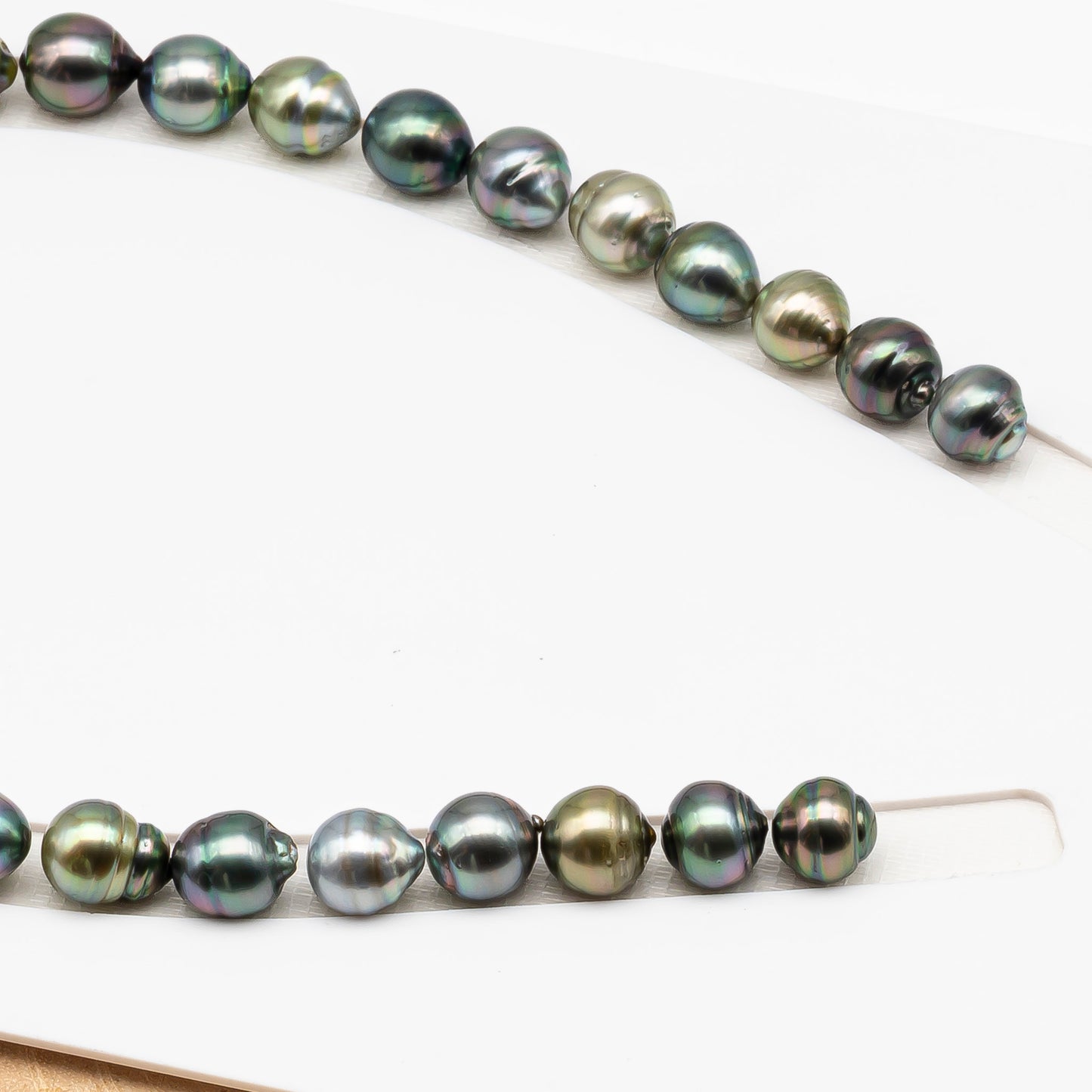 11-12mm Tahitian Pearl in Full Strand (No Hole), Natural Colors , Temporarily Strung Black Pearls for Jewelry Making, SKU # 3339TH