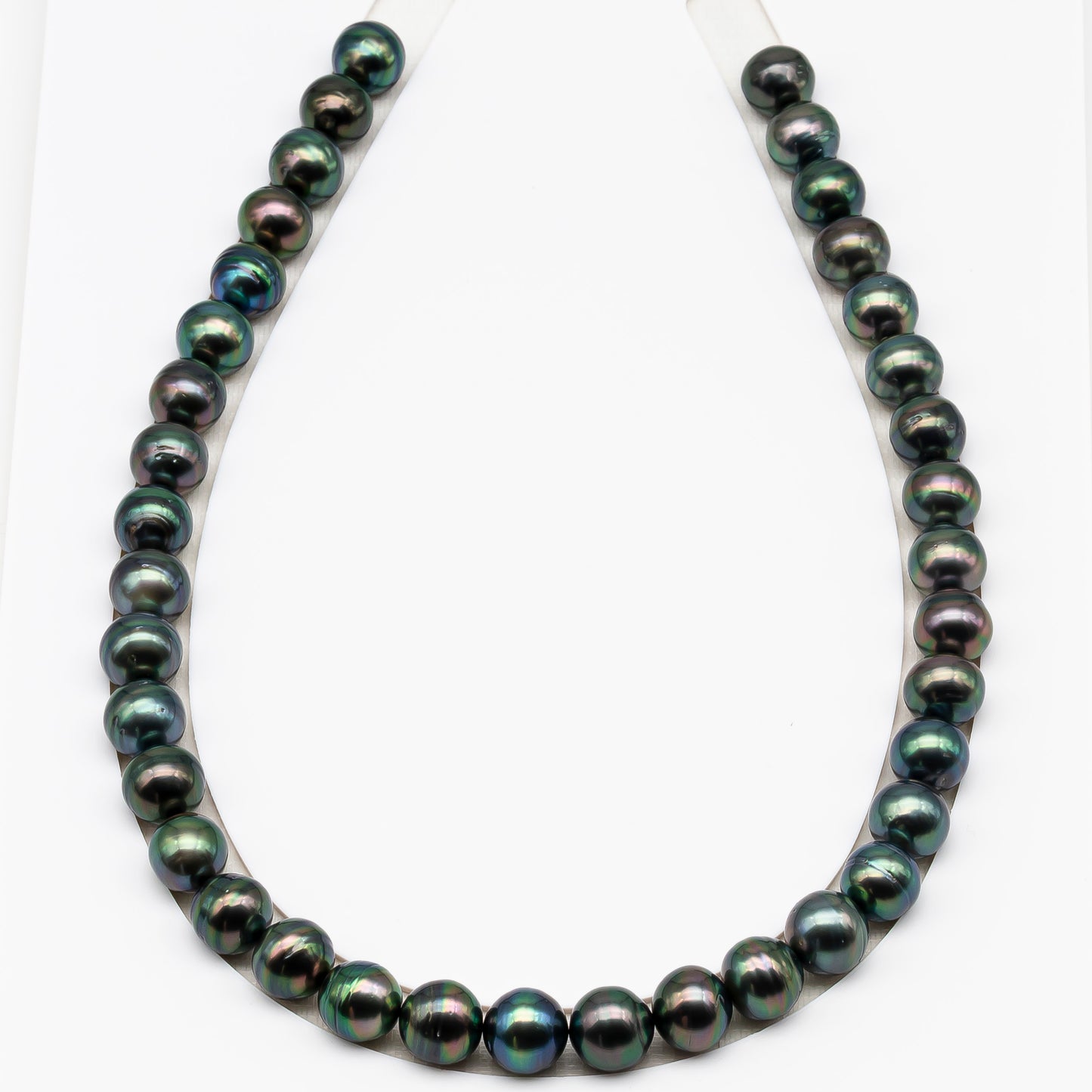 11-12mm Tahitian Pearl in Full Strand (No Hole), Natural Colors , Temporarily Strung Black Pearls for Jewelry Making, SKU # 3340TH