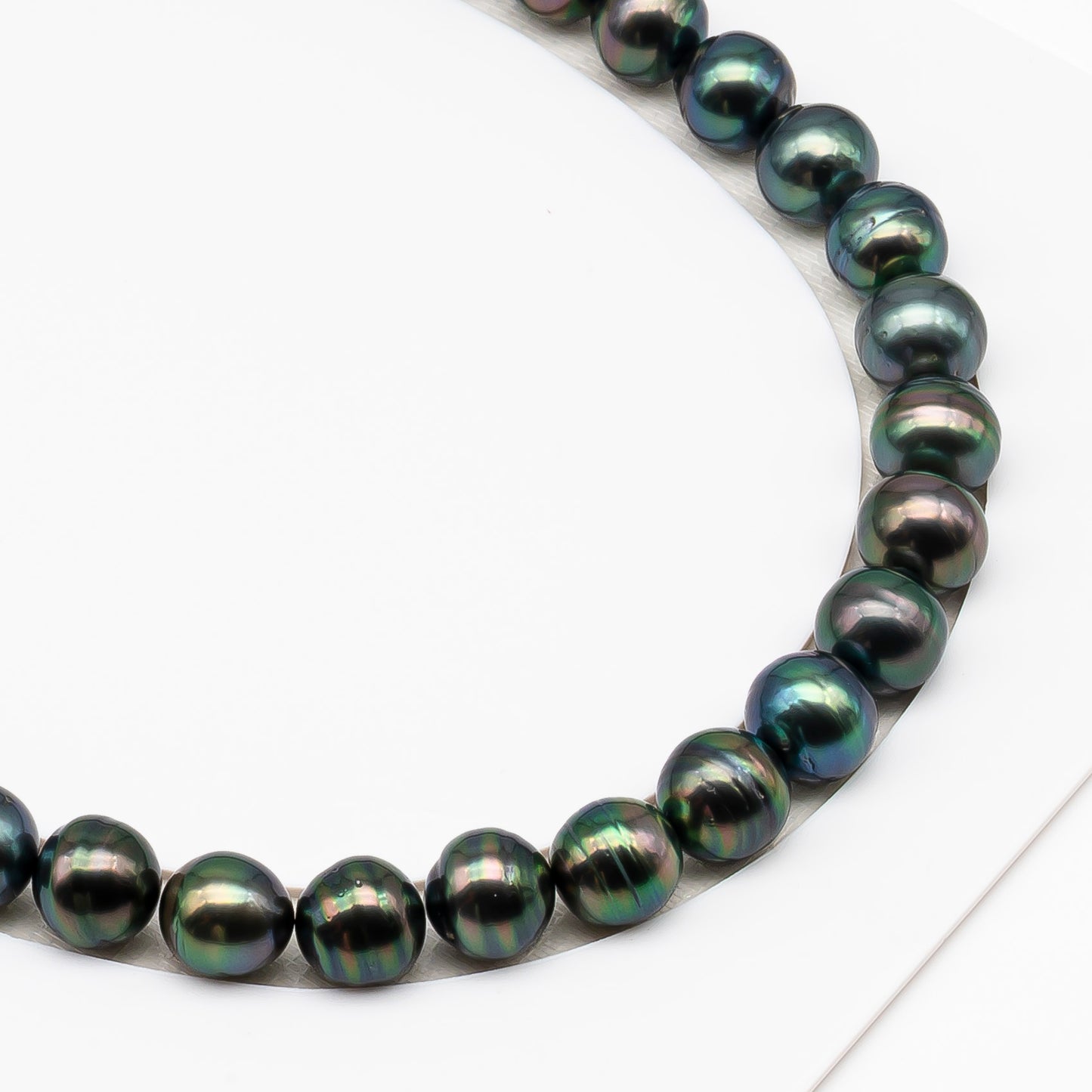 11-12mm Tahitian Pearl in Full Strand (No Hole), Natural Colors , Temporarily Strung Black Pearls for Jewelry Making, SKU # 3340TH