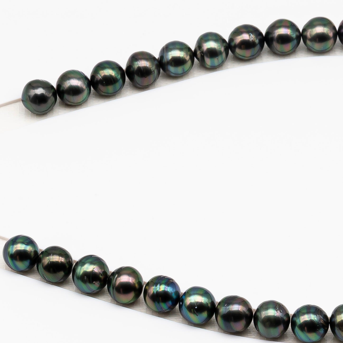 11-12mm Tahitian Pearl in Full Strand (No Hole), Natural Colors , Temporarily Strung Black Pearls for Jewelry Making, SKU # 3340TH