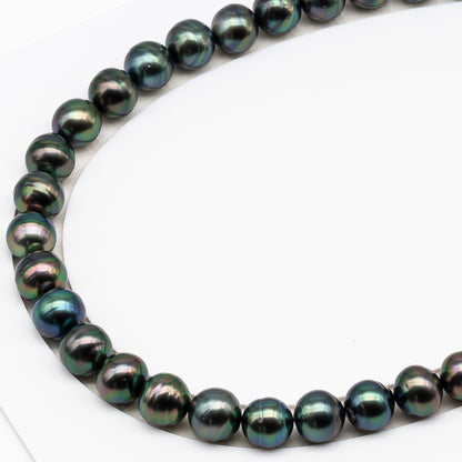 11-12mm Tahitian Pearl in Full Strand (No Hole), Natural Colors , Temporarily Strung Black Pearls for Jewelry Making, SKU # 3340TH