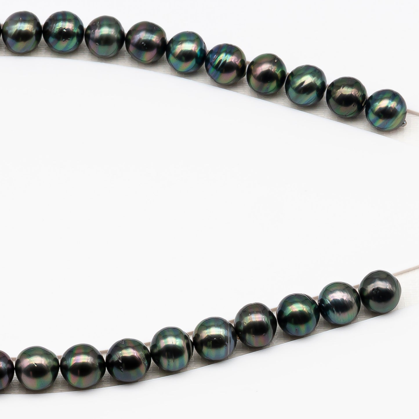 11-12mm Tahitian Pearl in Full Strand (No Hole), Natural Colors , Temporarily Strung Black Pearls for Jewelry Making, SKU # 3340TH