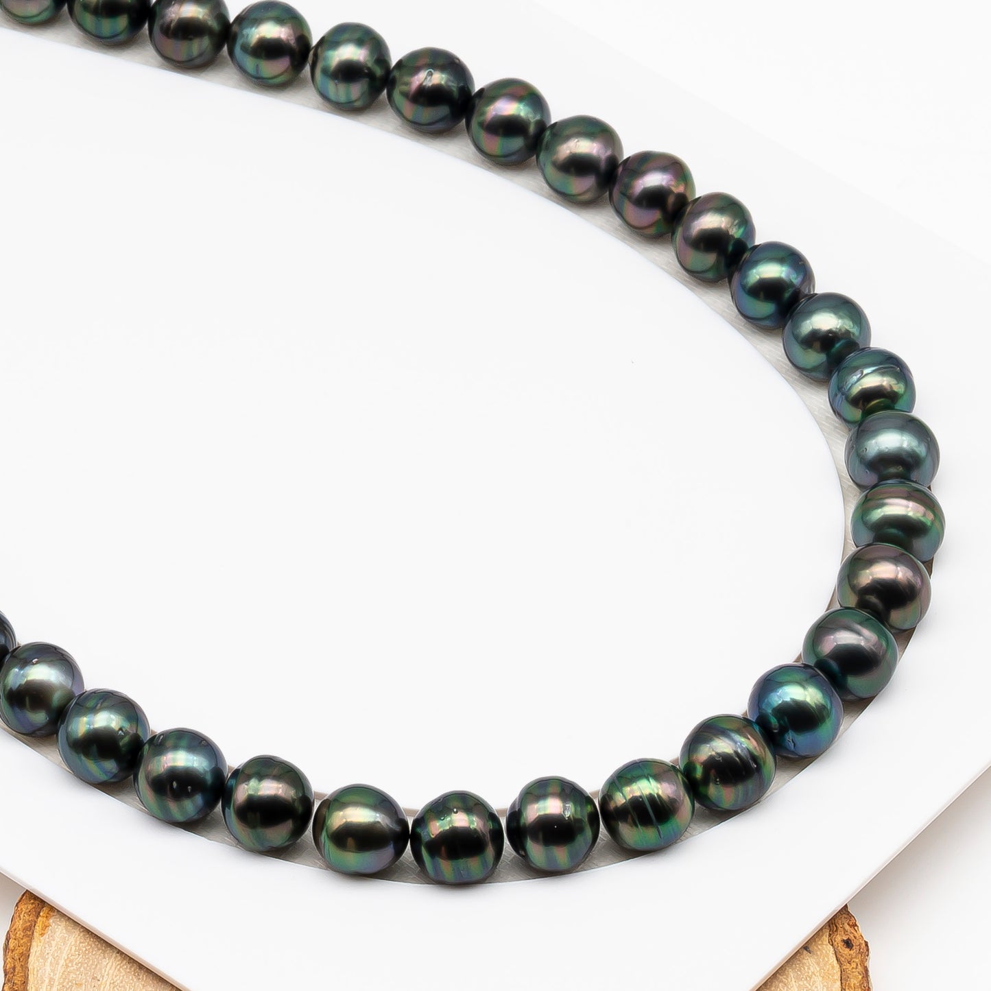 11-12mm Tahitian Pearl in Full Strand (No Hole), Natural Colors , Temporarily Strung Black Pearls for Jewelry Making, SKU # 3340TH