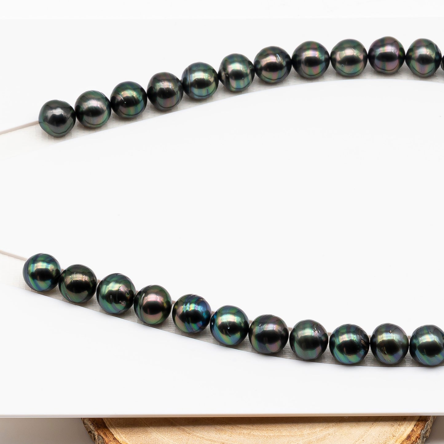 11-12mm Tahitian Pearl in Full Strand (No Hole), Natural Colors , Temporarily Strung Black Pearls for Jewelry Making, SKU # 3340TH