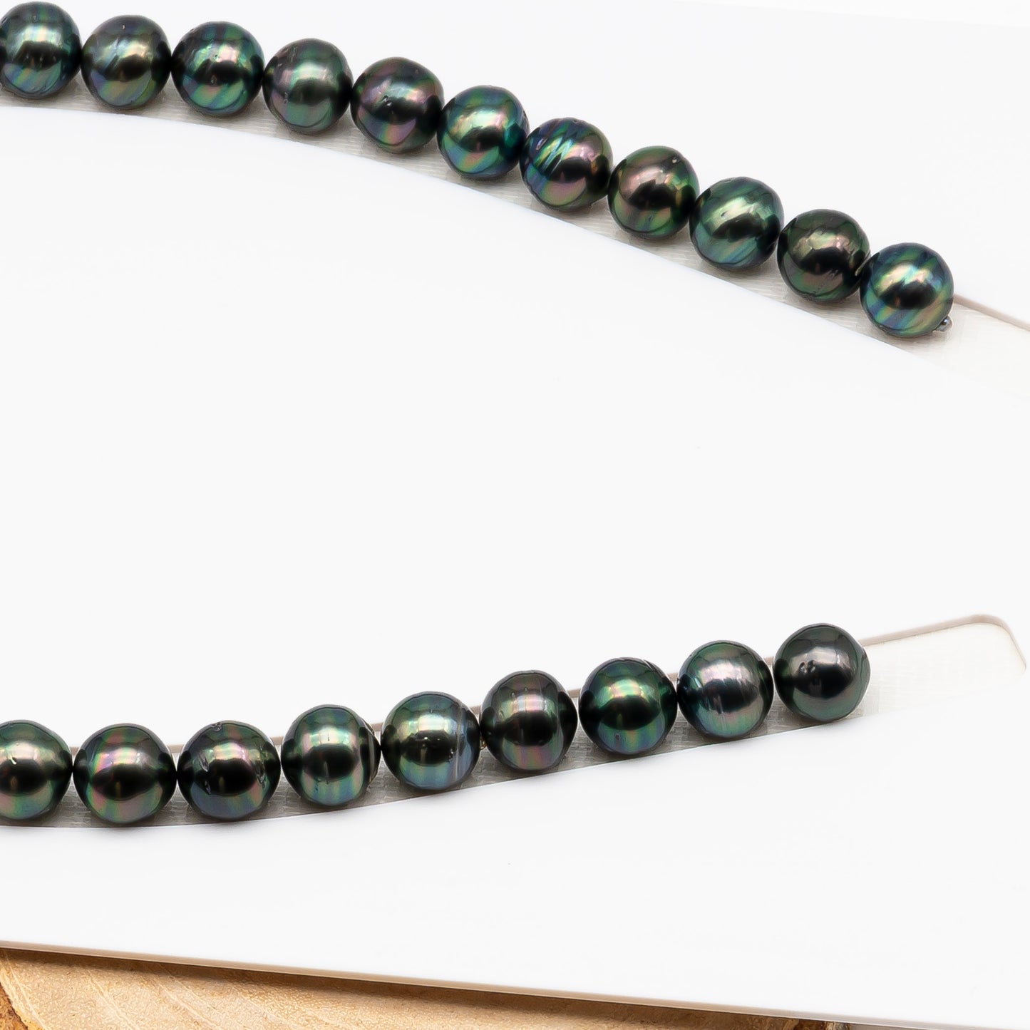 11-12mm Tahitian Pearl in Full Strand (No Hole), Natural Colors , Temporarily Strung Black Pearls for Jewelry Making, SKU # 3340TH