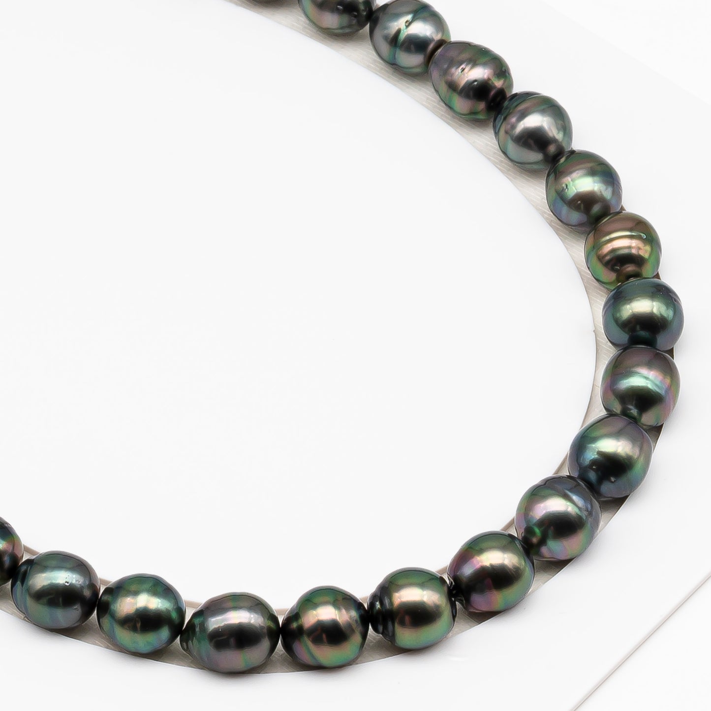 11-12mm Tahitian Pearl in Full Strand (No Hole), Natural Colors , Temporarily Strung Black Pearls for Jewelry Making, SKU # 3341TH