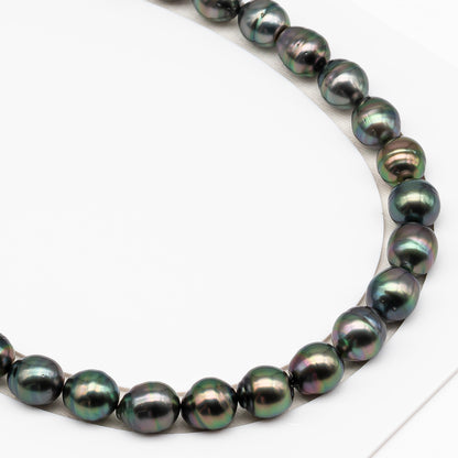 11-12mm Tahitian Pearl in Full Strand (No Hole), Natural Colors , Temporarily Strung Black Pearls for Jewelry Making, SKU # 3341TH