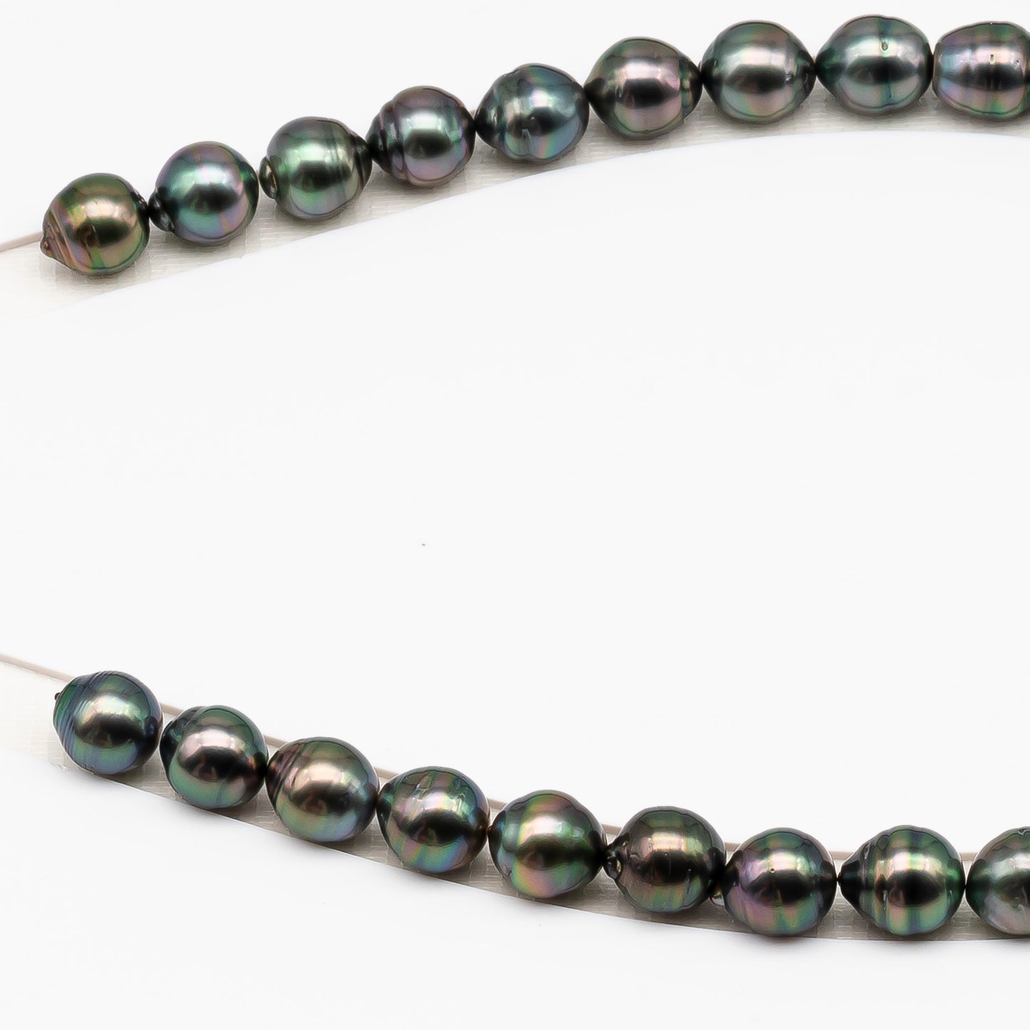 11-12mm Tahitian Pearl in Full Strand (No Hole), Natural Colors , Temporarily Strung Black Pearls for Jewelry Making, SKU # 3341TH
