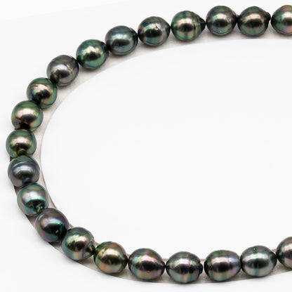 11-12mm Tahitian Pearl in Full Strand (No Hole), Natural Colors , Temporarily Strung Black Pearls for Jewelry Making, SKU # 3341TH