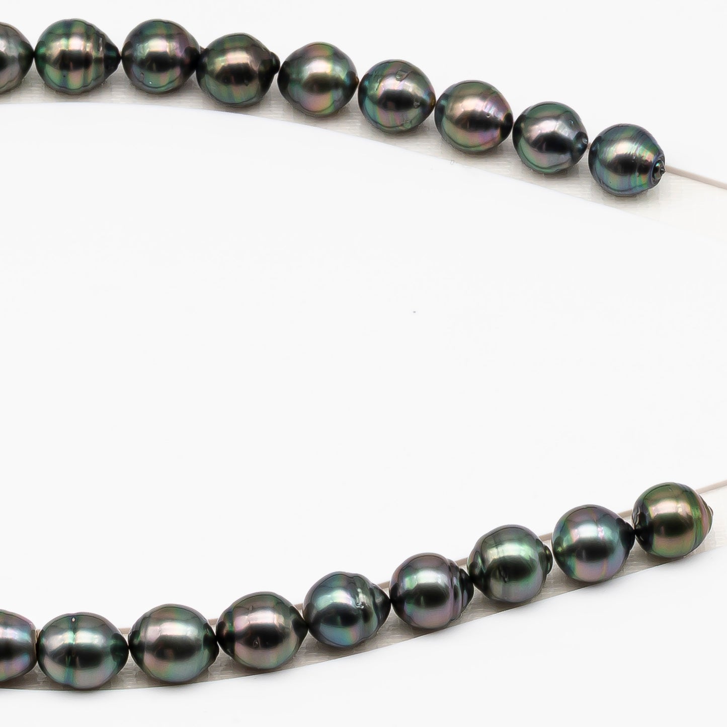 11-12mm Tahitian Pearl in Full Strand (No Hole), Natural Colors , Temporarily Strung Black Pearls for Jewelry Making, SKU # 3341TH