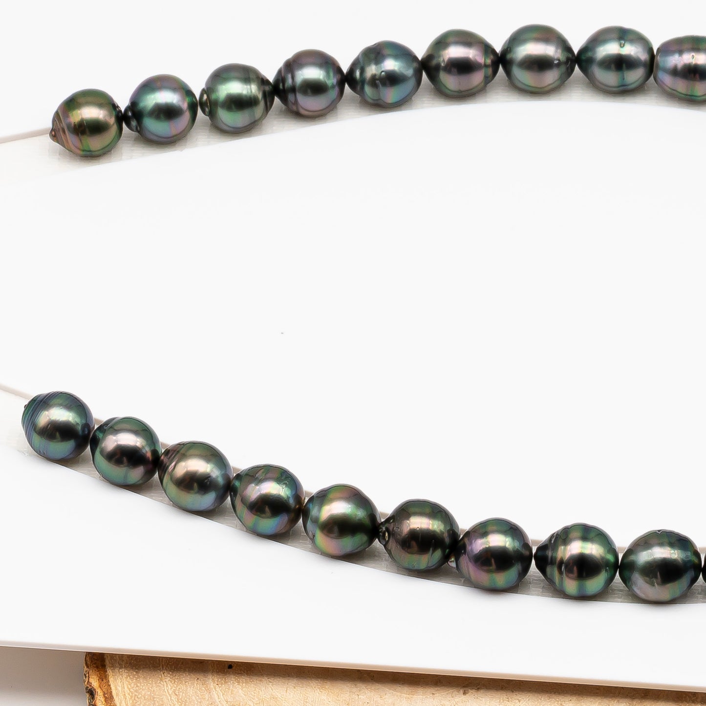 11-12mm Tahitian Pearl in Full Strand (No Hole), Natural Colors , Temporarily Strung Black Pearls for Jewelry Making, SKU # 3341TH
