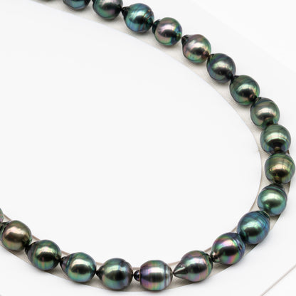 11-12mm Tahitian Pearl in Full Strand (No Hole), Natural Colors , Temporarily Strung Black Pearls for Jewelry Making, SKU # 3341TH