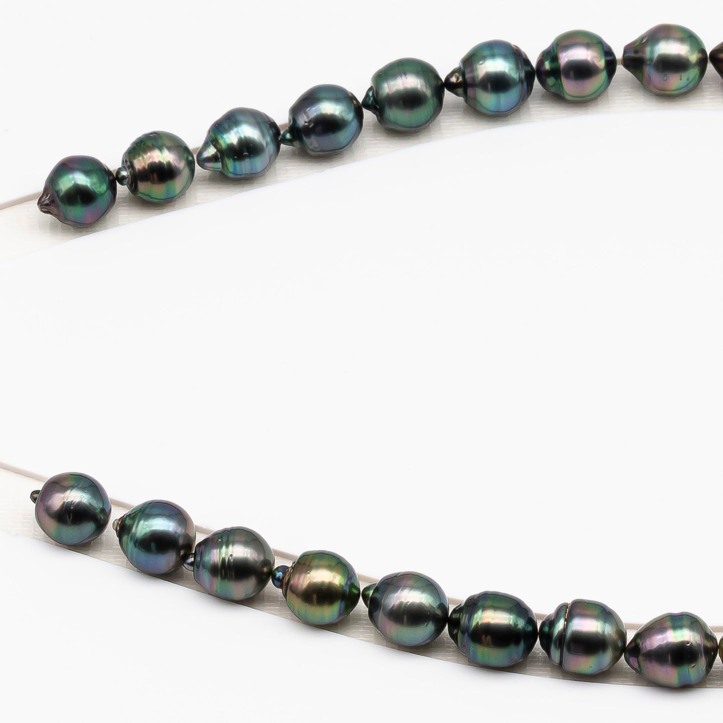 11-12mm Tahitian Pearl in Full Strand (No Hole), Natural Colors , Temporarily Strung Black Pearls for Jewelry Making, SKU # 3342TH