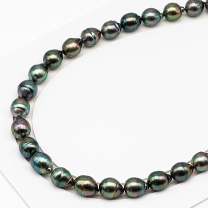 11-12mm Tahitian Pearl in Full Strand (No Hole), Natural Colors , Temporarily Strung Black Pearls for Jewelry Making, SKU # 3342TH