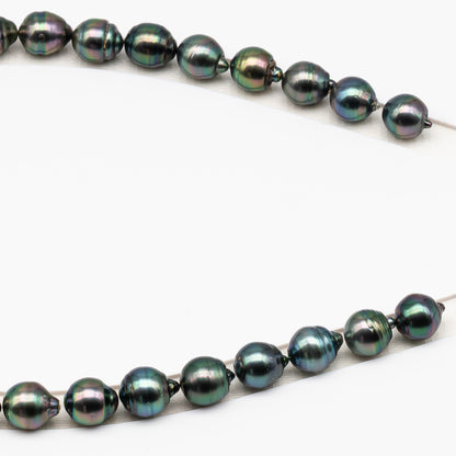 11-12mm Tahitian Pearl in Full Strand (No Hole), Natural Colors , Temporarily Strung Black Pearls for Jewelry Making, SKU # 3342TH