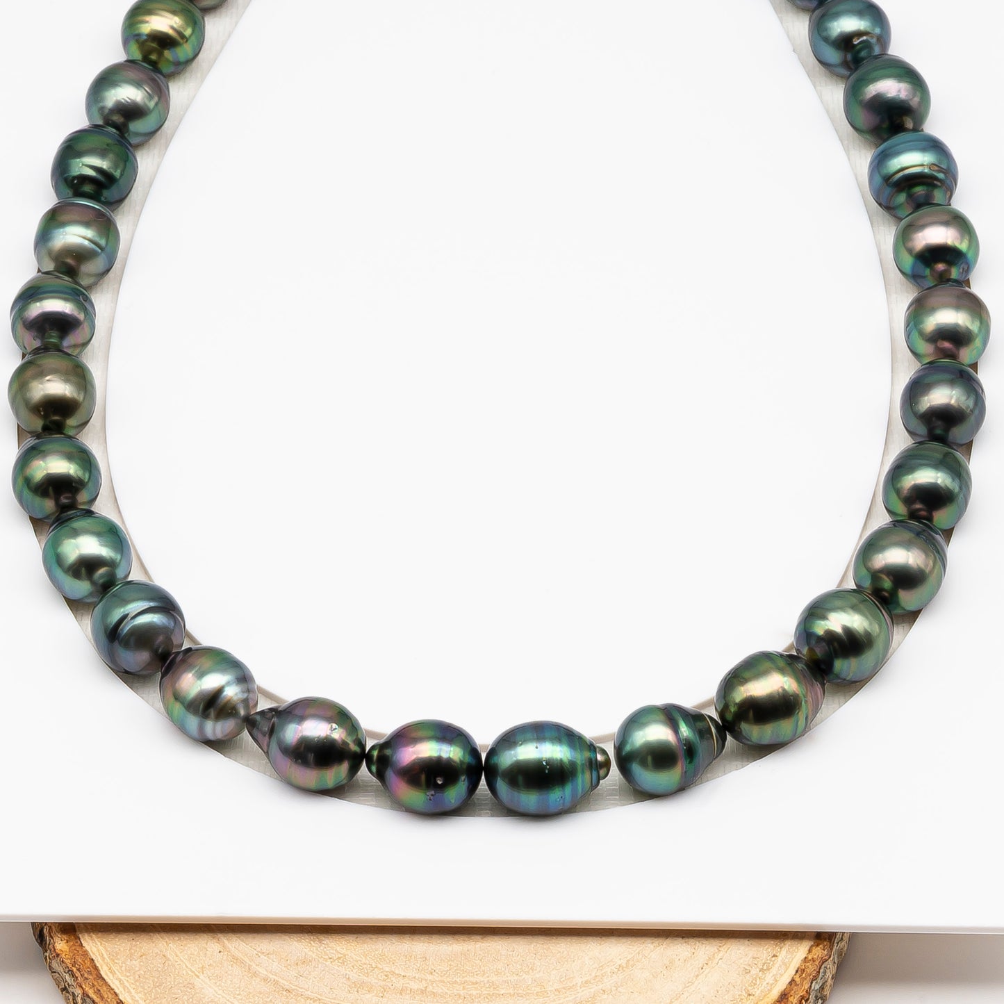 11-12mm Tahitian Pearl in Full Strand (No Hole), Natural Colors , Temporarily Strung Black Pearls for Jewelry Making, SKU # 3342TH