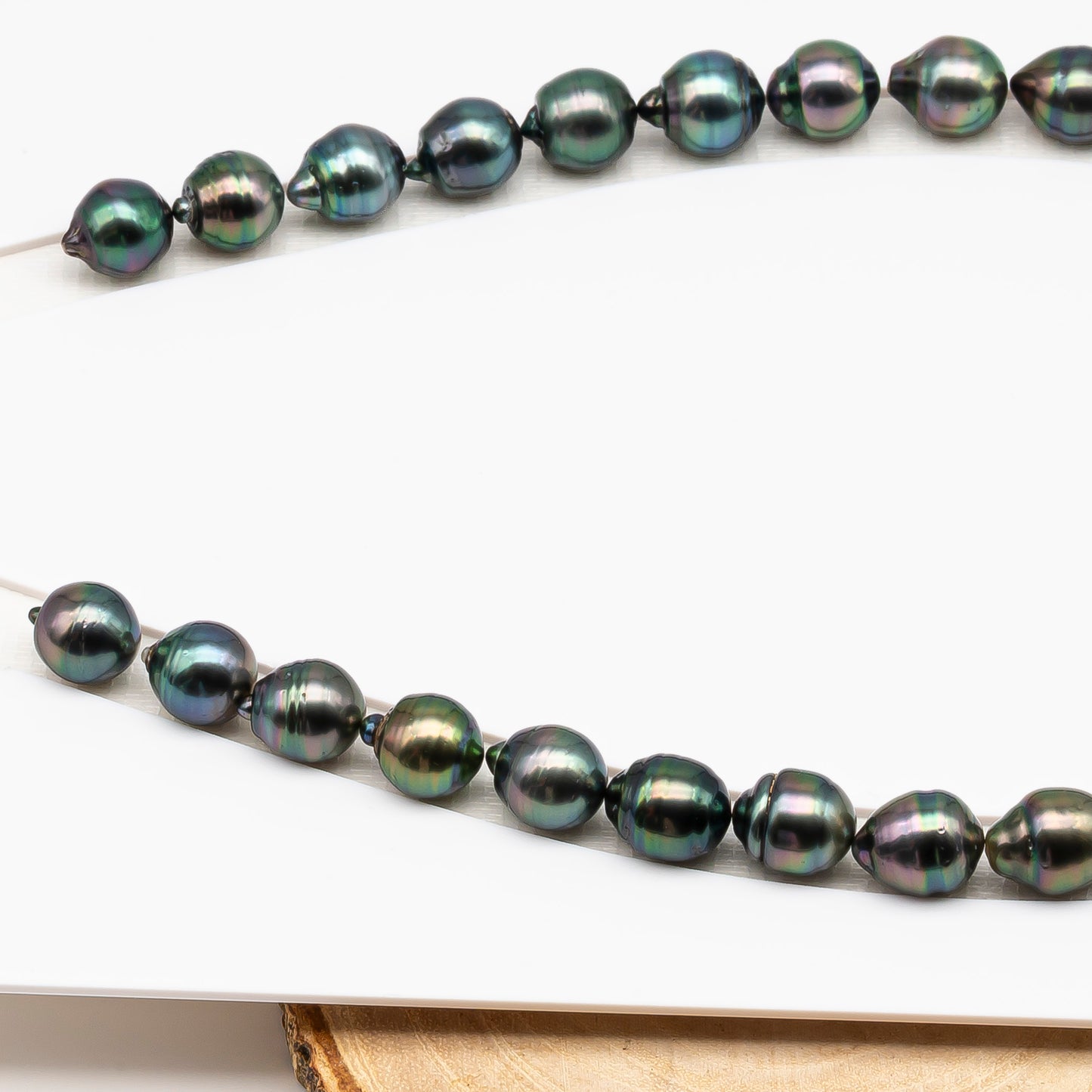 11-12mm Tahitian Pearl in Full Strand (No Hole), Natural Colors , Temporarily Strung Black Pearls for Jewelry Making, SKU # 3342TH