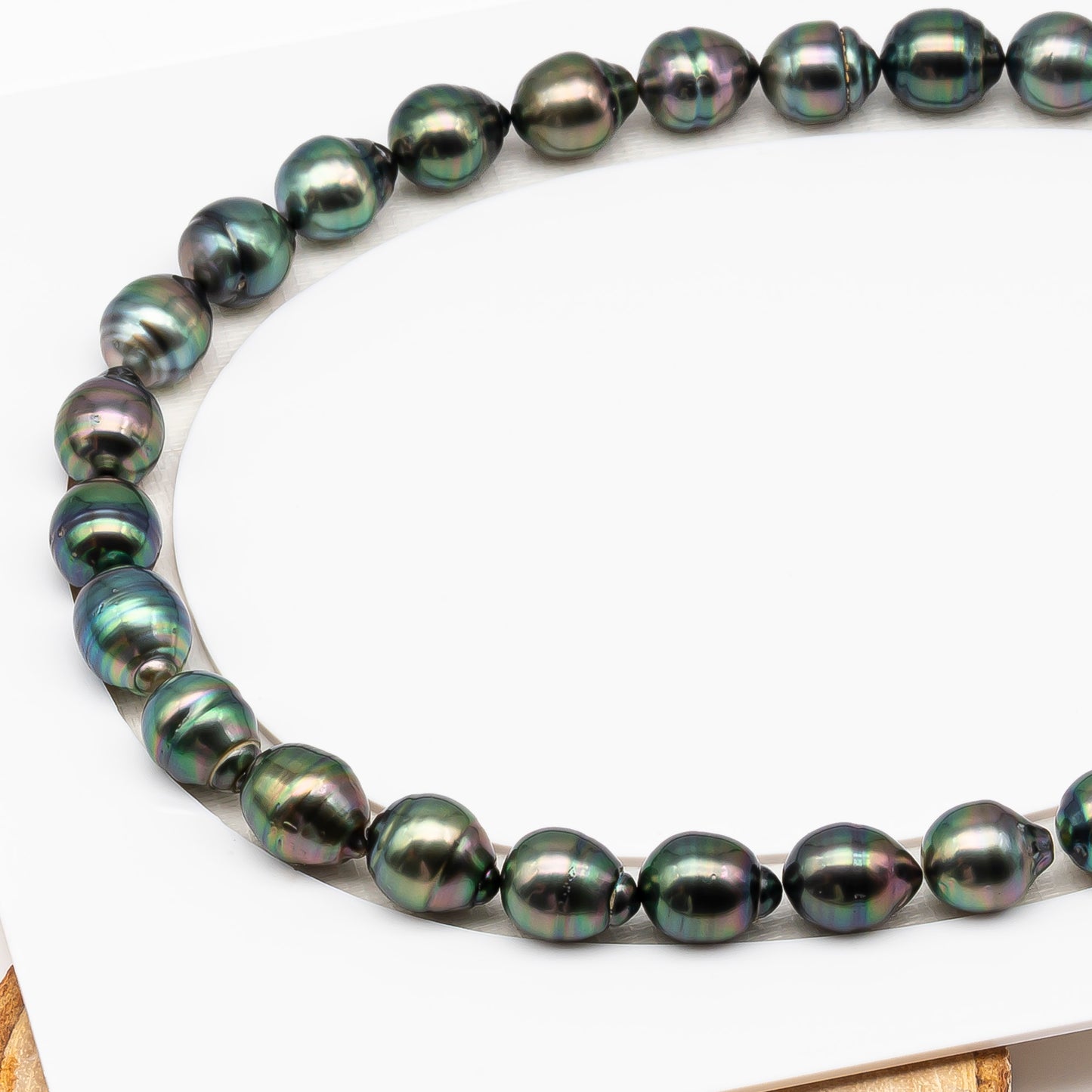 11-12mm Tahitian Pearl in Full Strand (No Hole), Natural Colors , Temporarily Strung Black Pearls for Jewelry Making, SKU # 3342TH