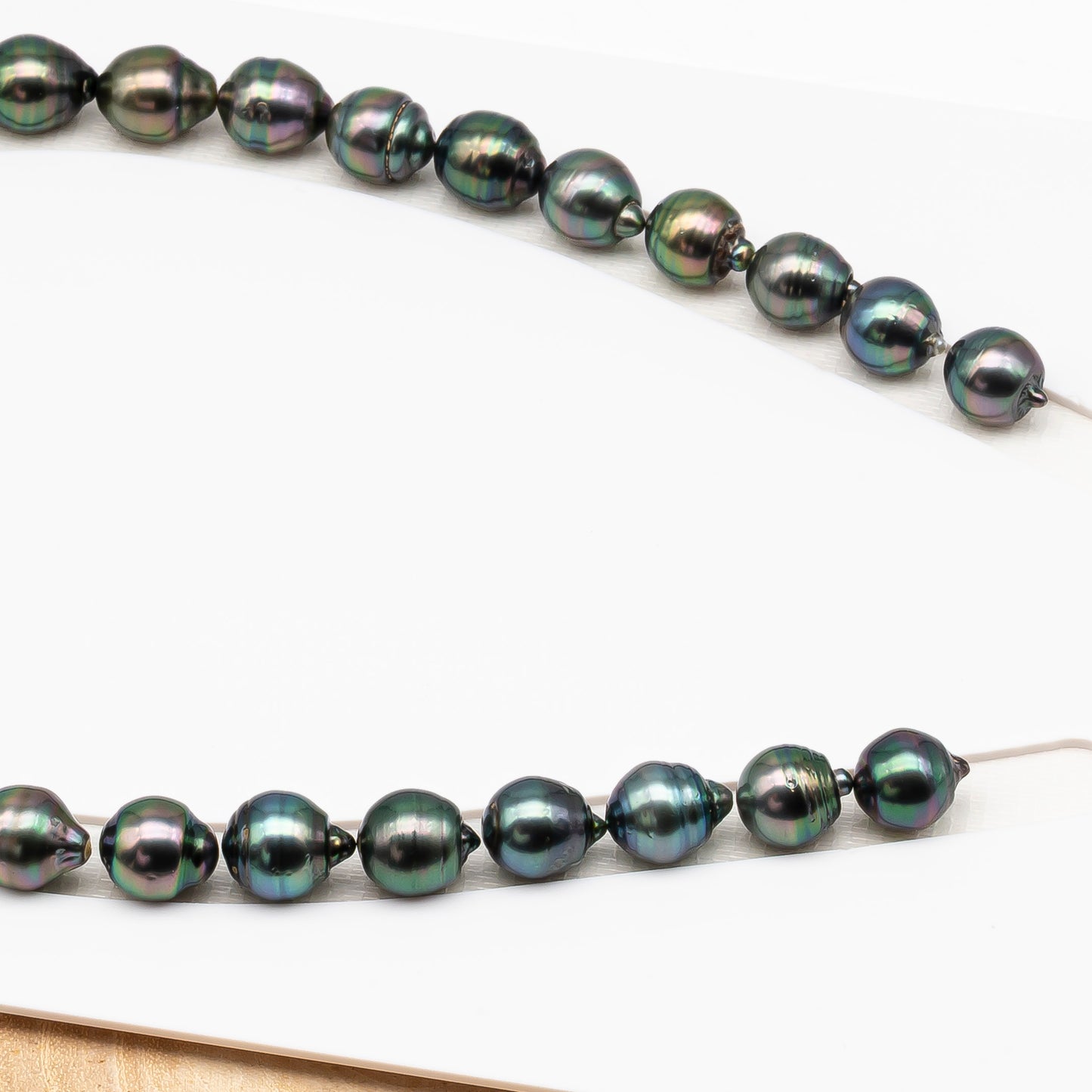 11-12mm Tahitian Pearl in Full Strand (No Hole), Natural Colors , Temporarily Strung Black Pearls for Jewelry Making, SKU # 3342TH